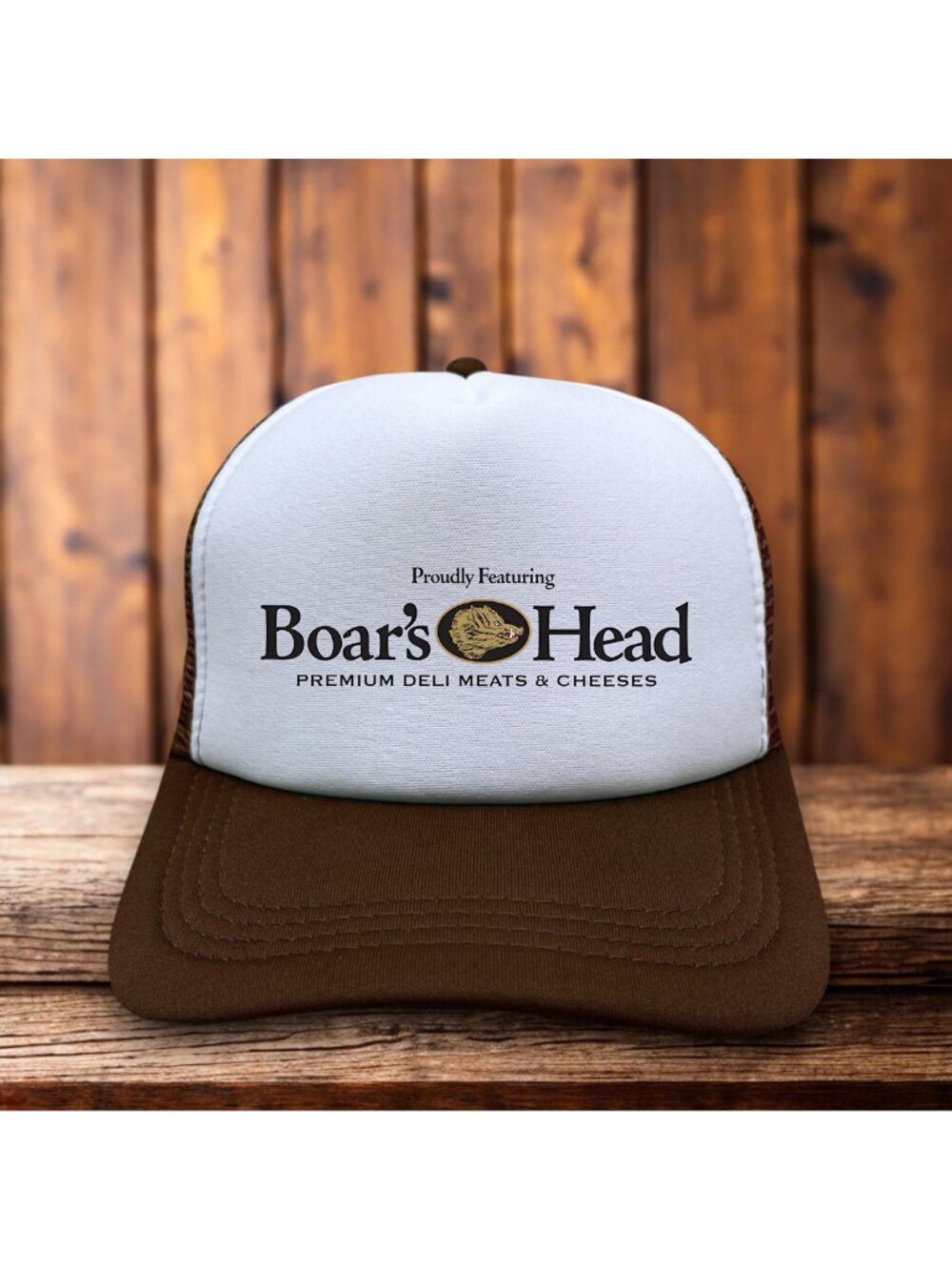 Boar's Head Deli Meat Mens Trucker Hat Brown Snapback Ham Turkey Cheese Gift